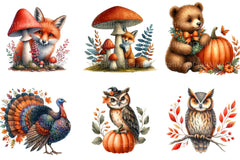 Autumn Fall Animals Clipart Bundle - CraftNest - Digital Crafting and Art