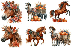 Autumn Brown Horse Clipart Bundle 99 - CraftNest - Digital Crafting and Art