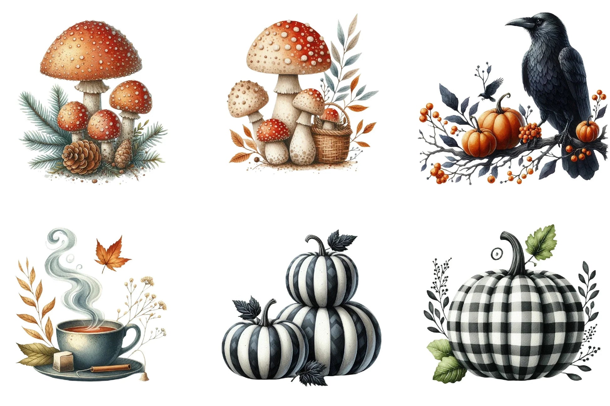 Black & White Autumn Clipart Bundle - CraftNest - Digital Crafting and Art