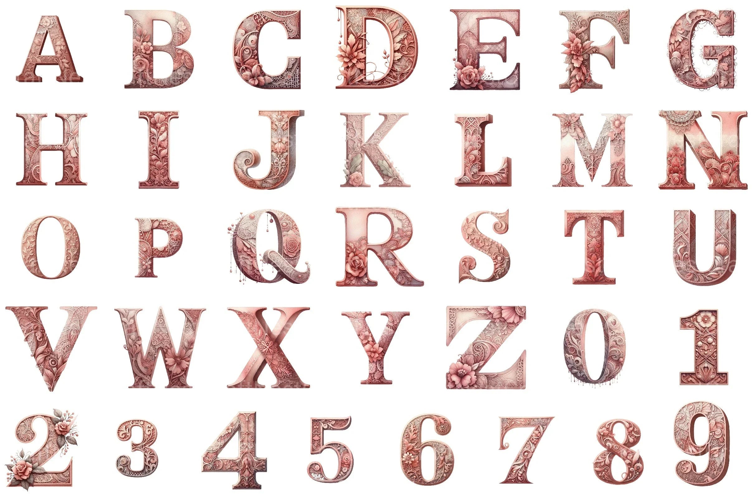 Lace Pattern Letter Clipart Bundle - CraftNest - Digital Crafting and Art