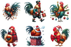 Christmas Funny Rooster Clipart Bundle - CraftNest - Digital Crafting and Art