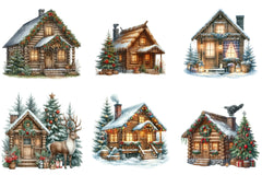 Winter Christmas Cabin Clipart Bundle 4 - CraftNest - Digital Crafting and Art
