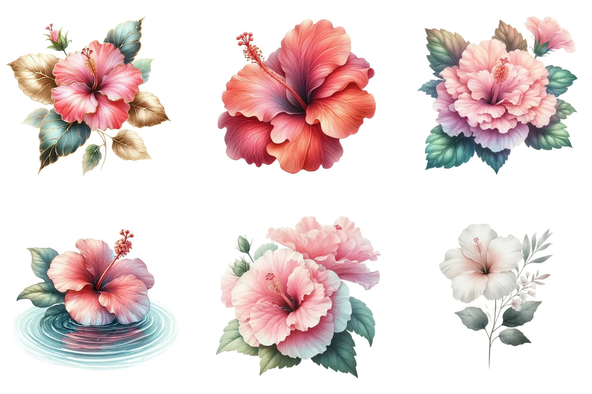 Hibiscus Flower Clipart Bundle - CraftNest - Digital Crafting and Art