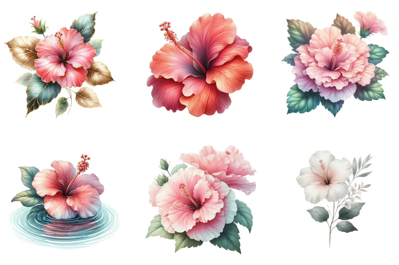 Hibiscus Flower Clipart Bundle - CraftNest - Digital Crafting and Art
