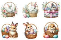 Cute Easter Bunny & Basket Clipart Bundle - CraftNest - Digital Crafting and Art