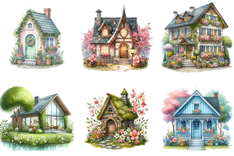 Spring House Clipart Bundle - CraftNest - Digital Crafting and Art