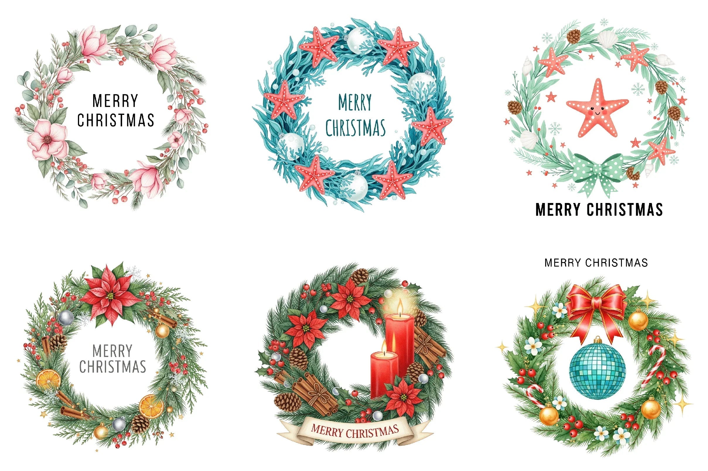 Christmas Wreath Clipart Bundle - CraftNest - Digital Crafting and Art