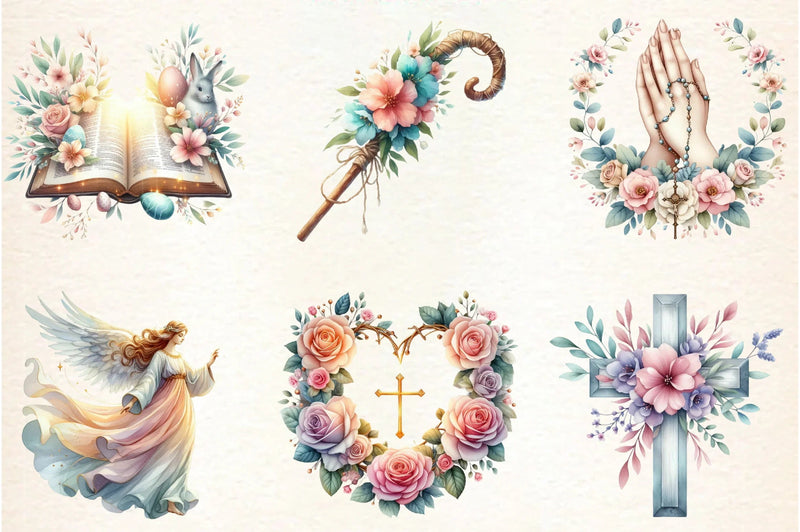 Pastel Christian Easter Clipart Bundle - CraftNest - Digital Crafting and Art