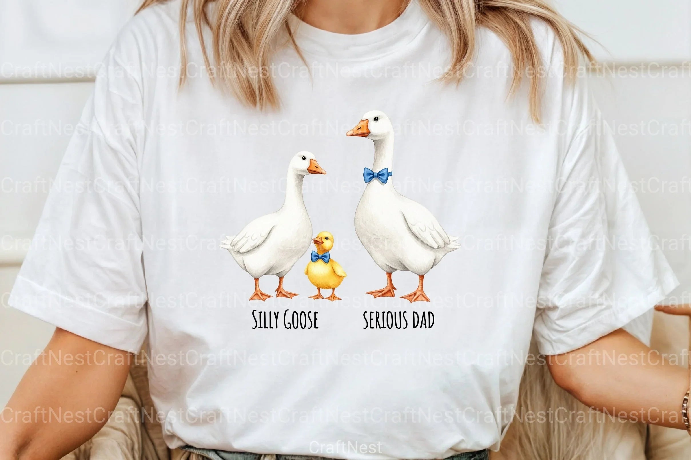 Bow Tie Goose Dad Cute Duo Clipart Bundle - CraftNest - Digital Crafting and Art