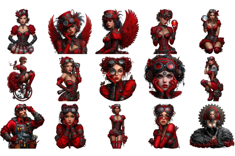 Gothic Steampunk Woman Clipart Bundle - CraftNest - Digital Crafting and Art