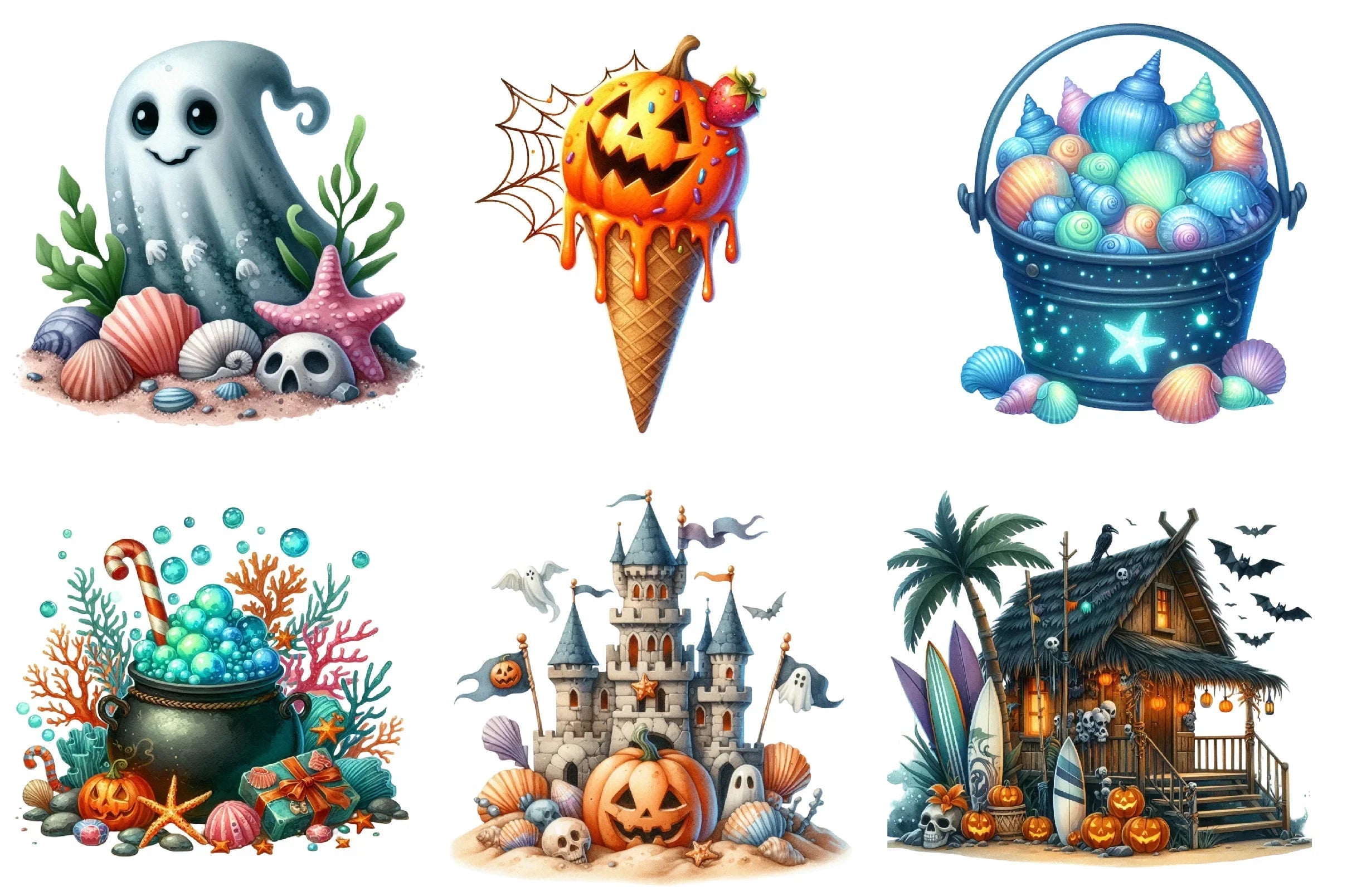 Halloween Beach Clipart Bundle - CraftNest - Digital Crafting and Art