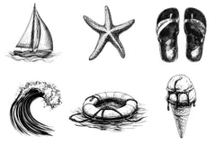 Hand Drawn Summer Black Clipart Bundle - CraftNest - Digital Crafting and Art