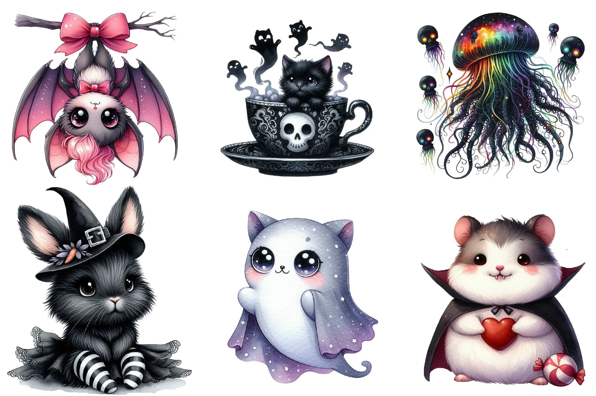 Kawaii Goth Animal Clipart Bundle - CraftNest - Digital Crafting and Art