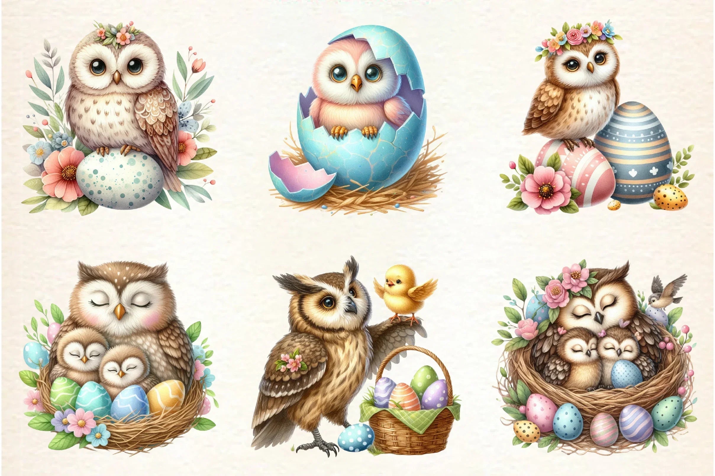 Easter Owl Clipart Bundle - CraftNest - Digital Crafting and Art