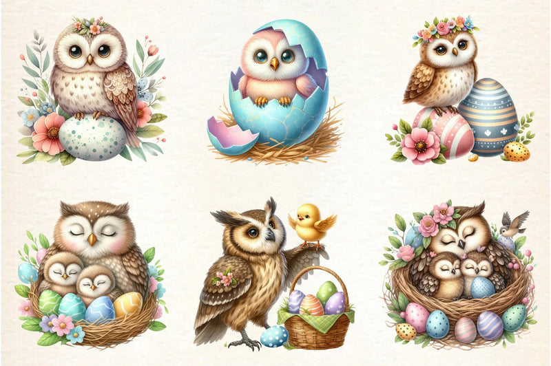 Easter Owl Clipart Bundle - CraftNest - Digital Crafting and Art