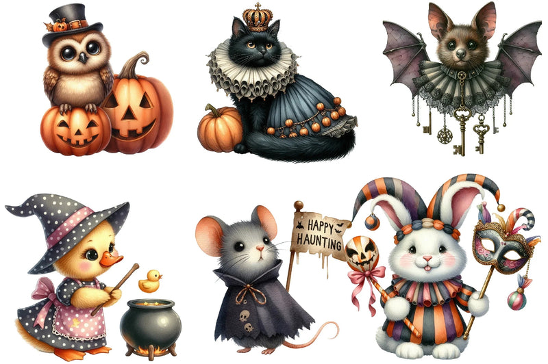Vintage Halloween Animals Clipart Bundle - CraftNest - Digital Crafting and Art