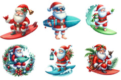 Christmas Santa Surfboard Clipart Bundle 2 - CraftNest - Digital Crafting and Art