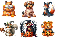 Cute Animal Halloween Clipart Bundle - CraftNest - Digital Crafting and Art
