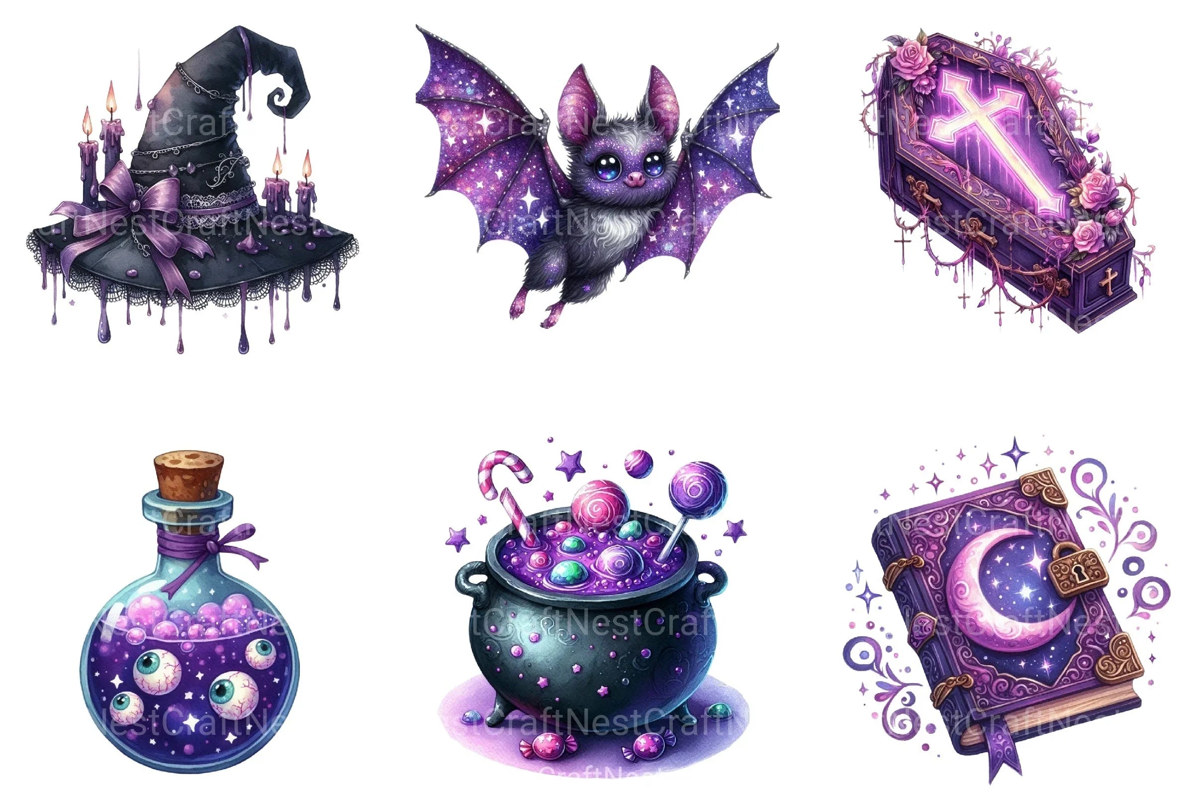 Spooky Purple Halloween Clipart Bundle - CraftNest - Digital Crafting and Art