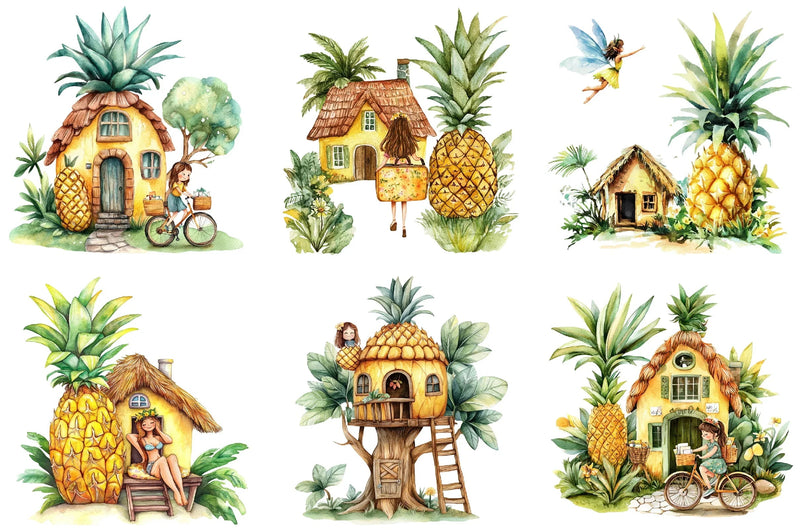 Pineapple House Girls Clipart Bundle - CraftNest - Digital Crafting and Art