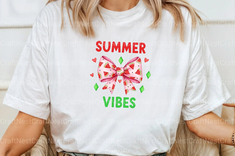 Summer Vibes Watermelon Bow Clipart Bundle - CraftNest - Digital Crafting and Art