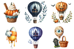 Halloween Hot Air Balloon Clipart Bundle - CraftNest - Digital Crafting and Art