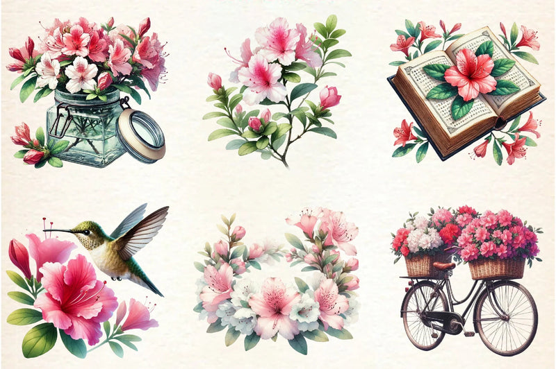 Spring Azalea Flower Clipart Bundle - CraftNest - Digital Crafting and Art