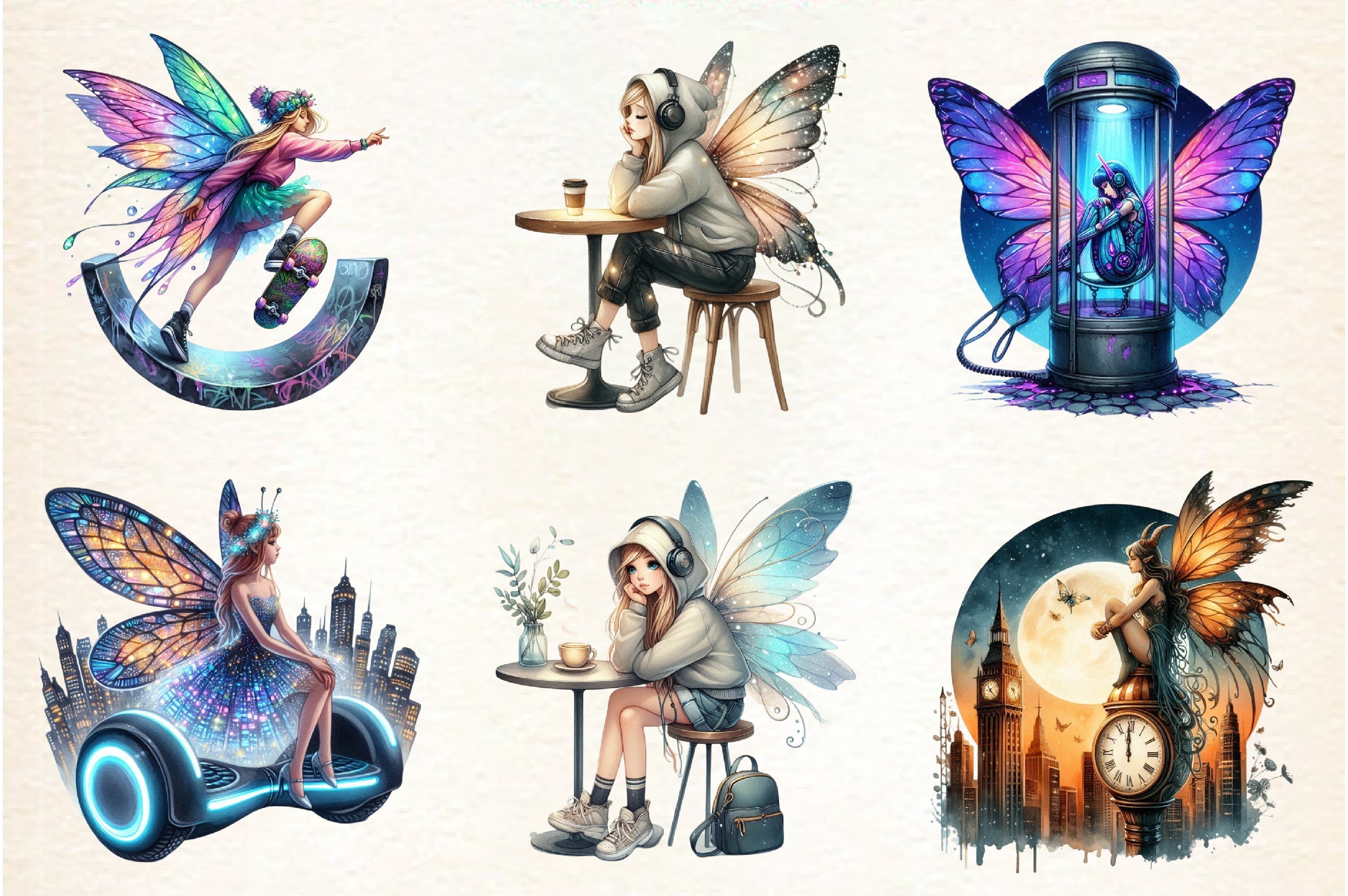 Urban Fairy Clipart Bundle Set