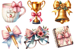 Teacher Coquette Bows Clipart Bundle - CraftNest - Digital Crafting and Art