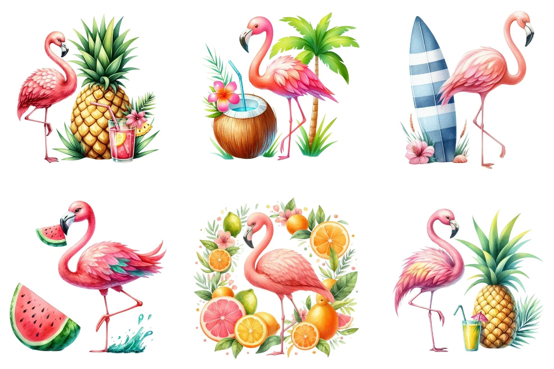 Summer Flamingo Clipart Bundle - CraftNest - Digital Crafting and Art