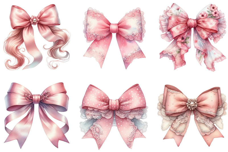 Soft Pink Coquette Bow Clipart Bundle - CraftNest - Digital Crafting and Art