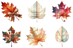 Autumn Plaid Leaf Clipart Bundle - CraftNest - Digital Crafting and Art