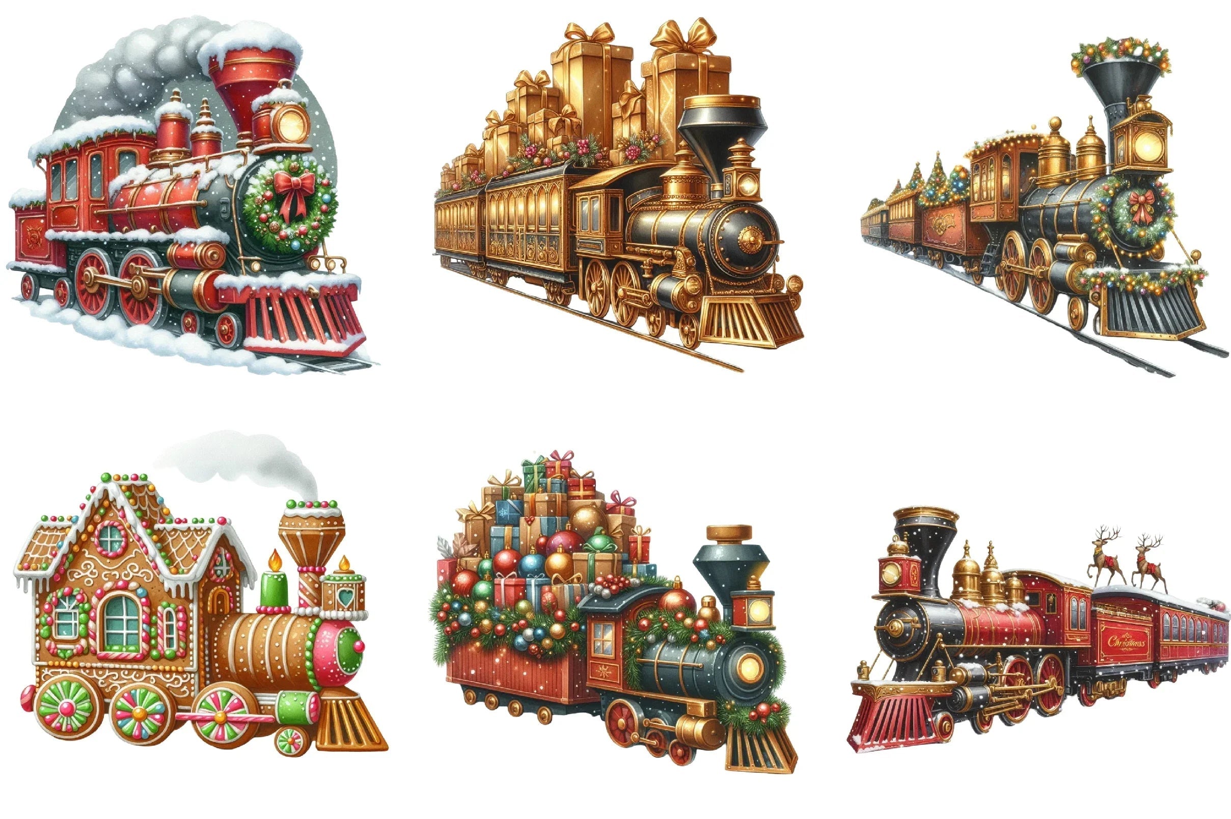 Christmas Trains Clipart Bundle - CraftNest - Digital Crafting and Art