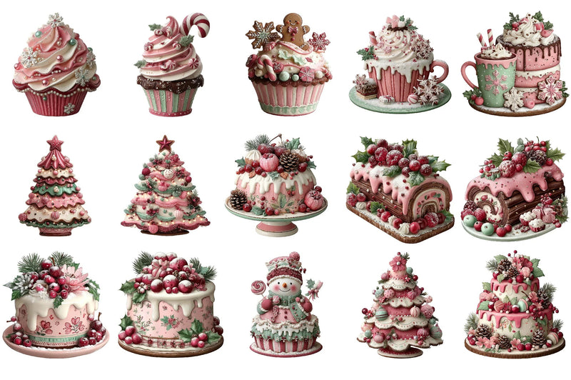 Winter Holiday Cake Clipart Bundle - CraftNest - Digital Crafting and Art