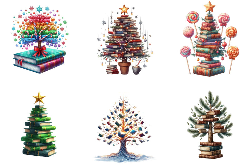 Christmas Books Tree Clipart Bundle - CraftNest - Digital Crafting and Art