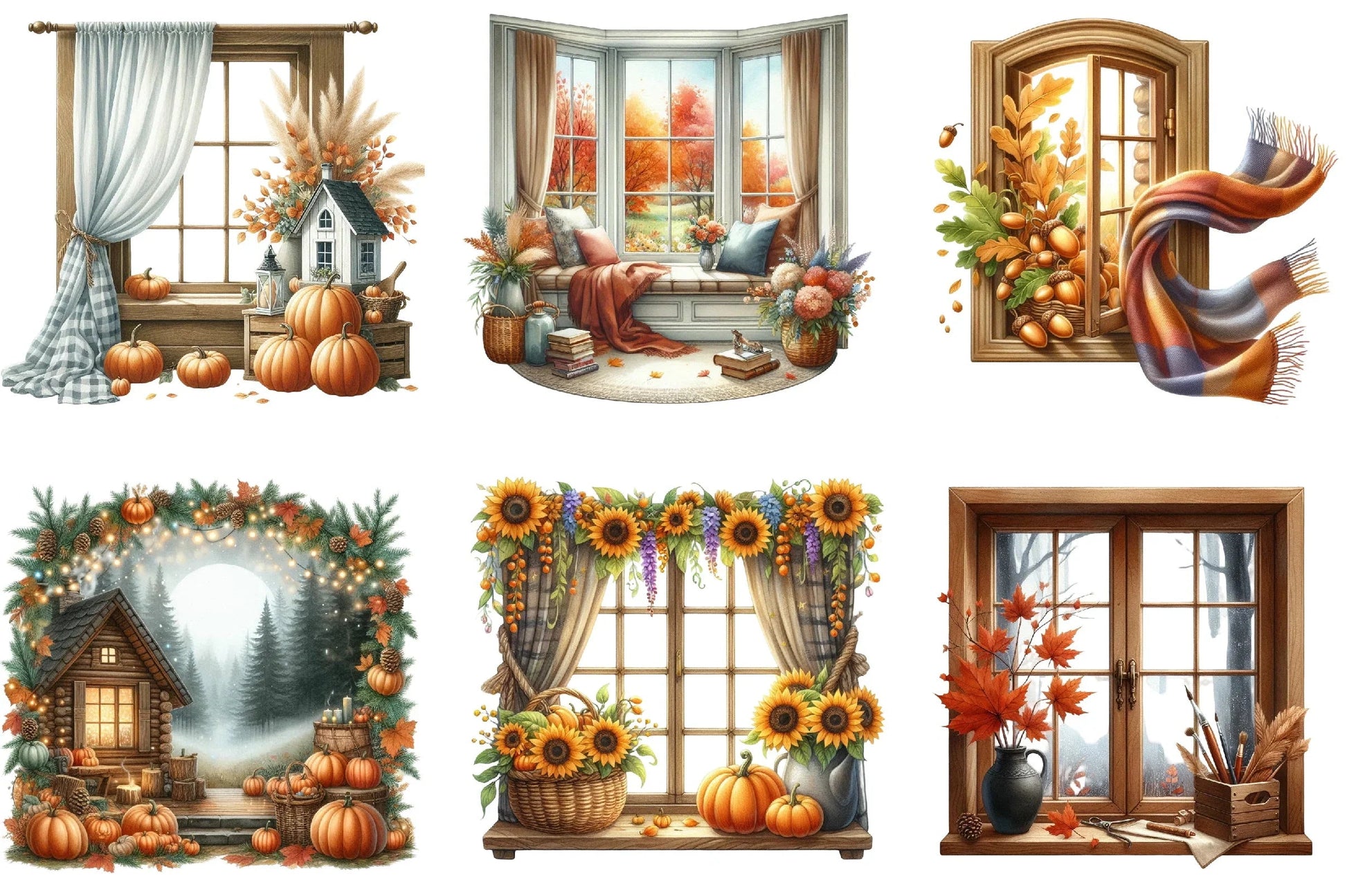 Autumn Window Clipart Bundle - CraftNest - Digital Crafting and Art