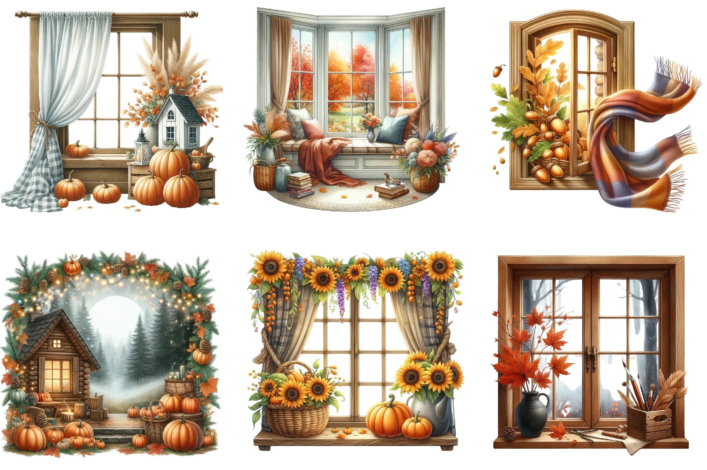 Autumn Window Clipart Bundle - CraftNest - Digital Crafting and Art