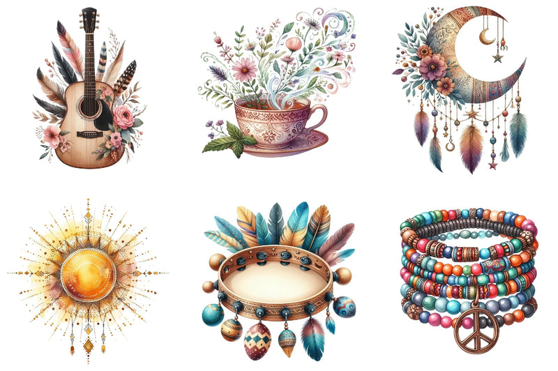 Hippie Clipart Bundle - CraftNest - Digital Crafting and Art