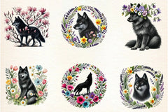 Spring Black Wolf Clipart Bundle - CraftNest - Digital Crafting and Art