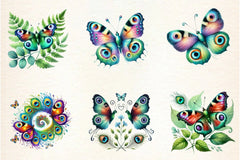 Peacock Butterfly Clipart Bundle - CraftNest - Digital Crafting and Art
