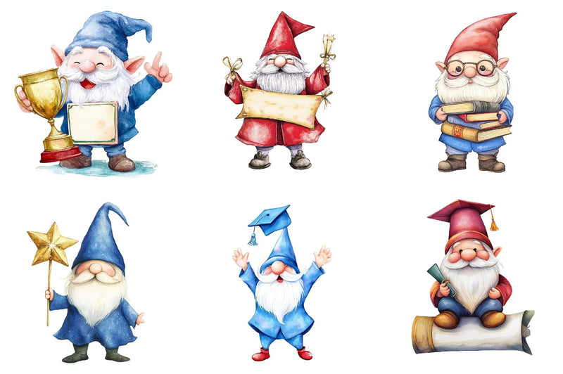 Graduation Cute Gnome Clipart Bundle - CraftNest - Digital Crafting and Art