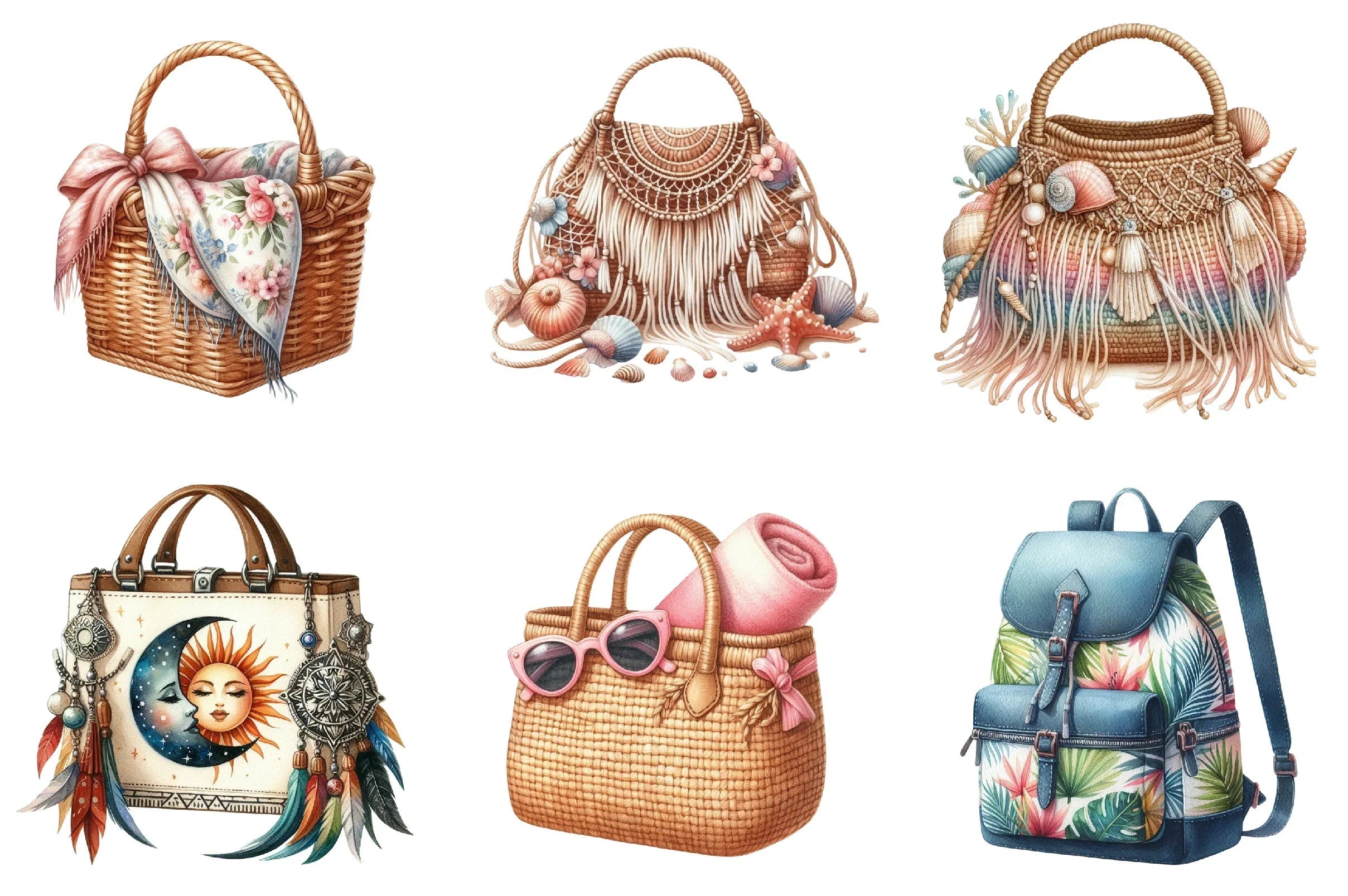 Summer Beach Bag Clipart Bundle - CraftNest - Digital Crafting and Art