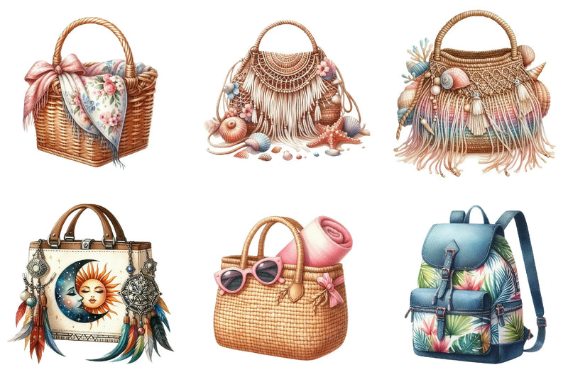 Summer Beach Bag Clipart Bundle - CraftNest - Digital Crafting and Art