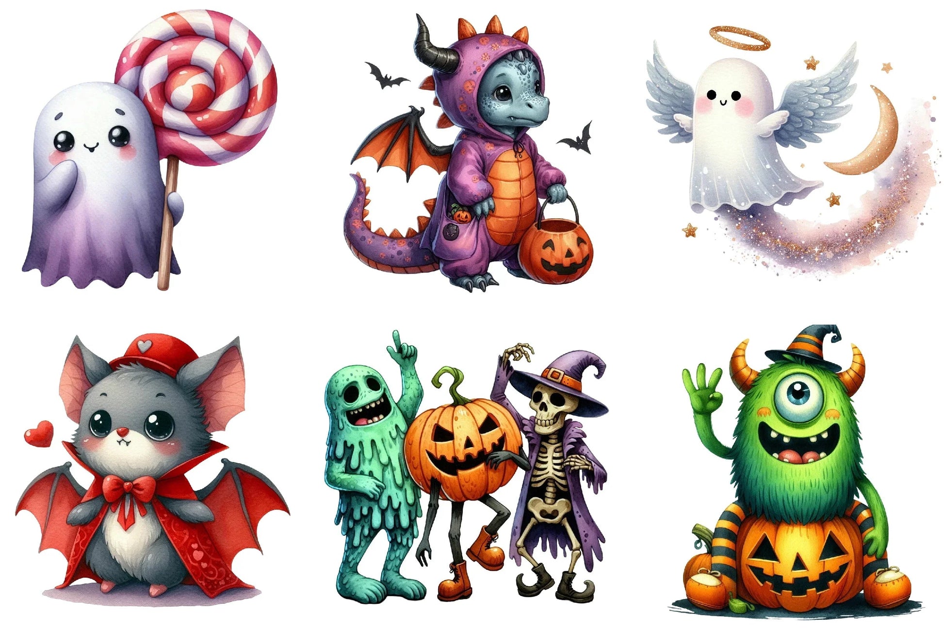 Cute Halloween Monsters Clipart Bundle - CraftNest - Digital Crafting and Art