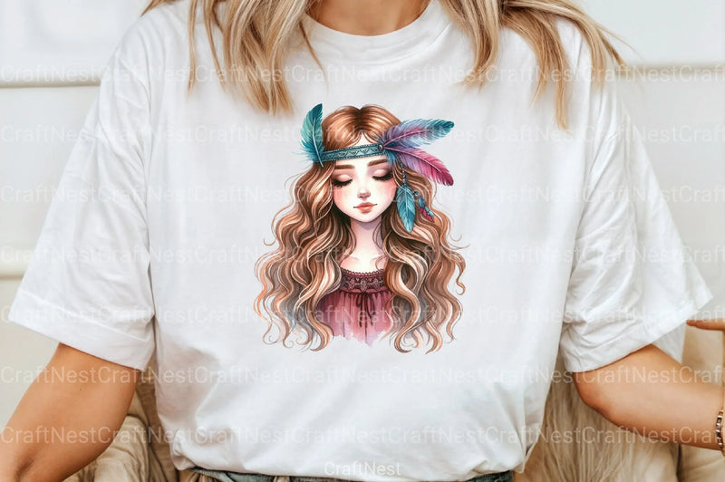 Tribal Boho Girl Clipart Bundle 12 - CraftNest - Digital Crafting and Art