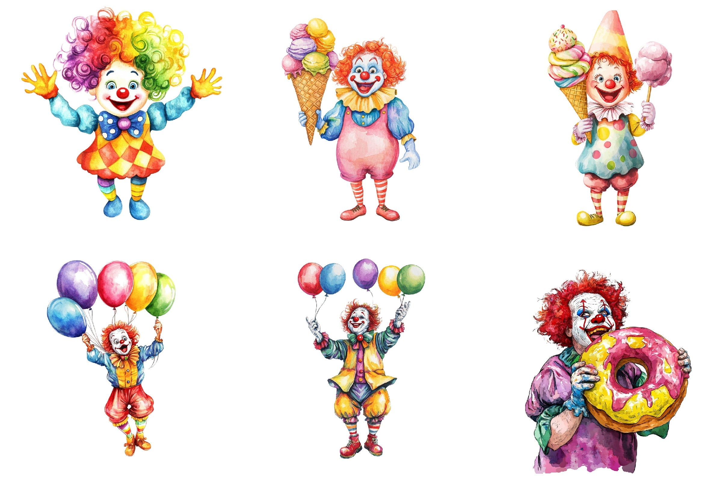 Funny Clowns Clipart Bundle