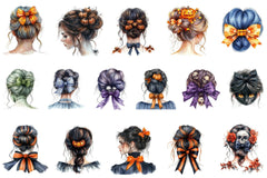 Halloween Messy Bun Clipart Bundle - CraftNest - Digital Crafting and Art