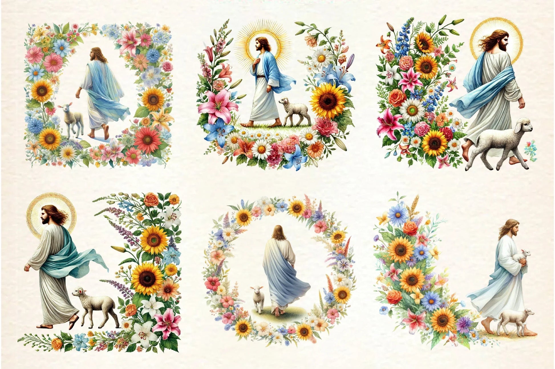 Floral Jesus Clipart Collection Bundle - CraftNest - Digital Crafting and Art