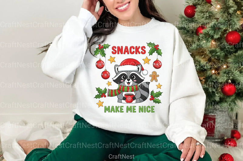 Christmas Raccoon Snacks Quote Clipart Bundle - CraftNest - Digital Crafting and Art
