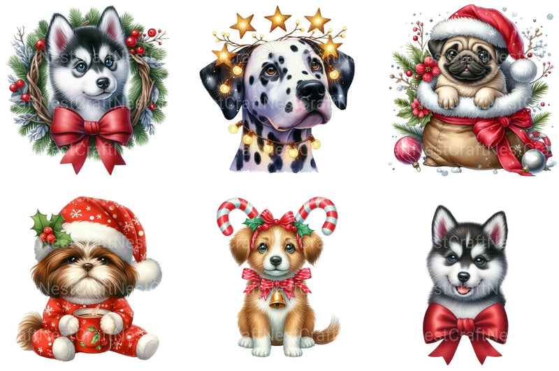 Christmas Cute Dog Clipart Bundle - CraftNest - Digital Crafting and Art